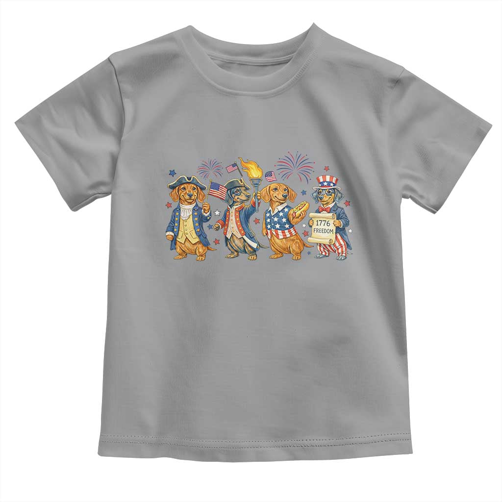 Patriotic Wiener Dog 250th Anniversary Toddler T Shirt Dachshund Lover Gift TS12 Sport Gray Print Your Wear