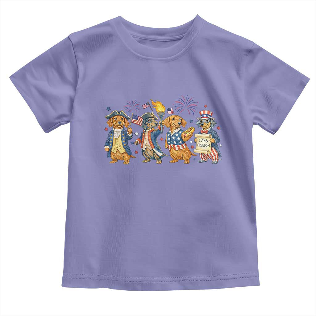 Patriotic Wiener Dog 250th Anniversary Toddler T Shirt Dachshund Lover Gift TS12 Violet Print Your Wear