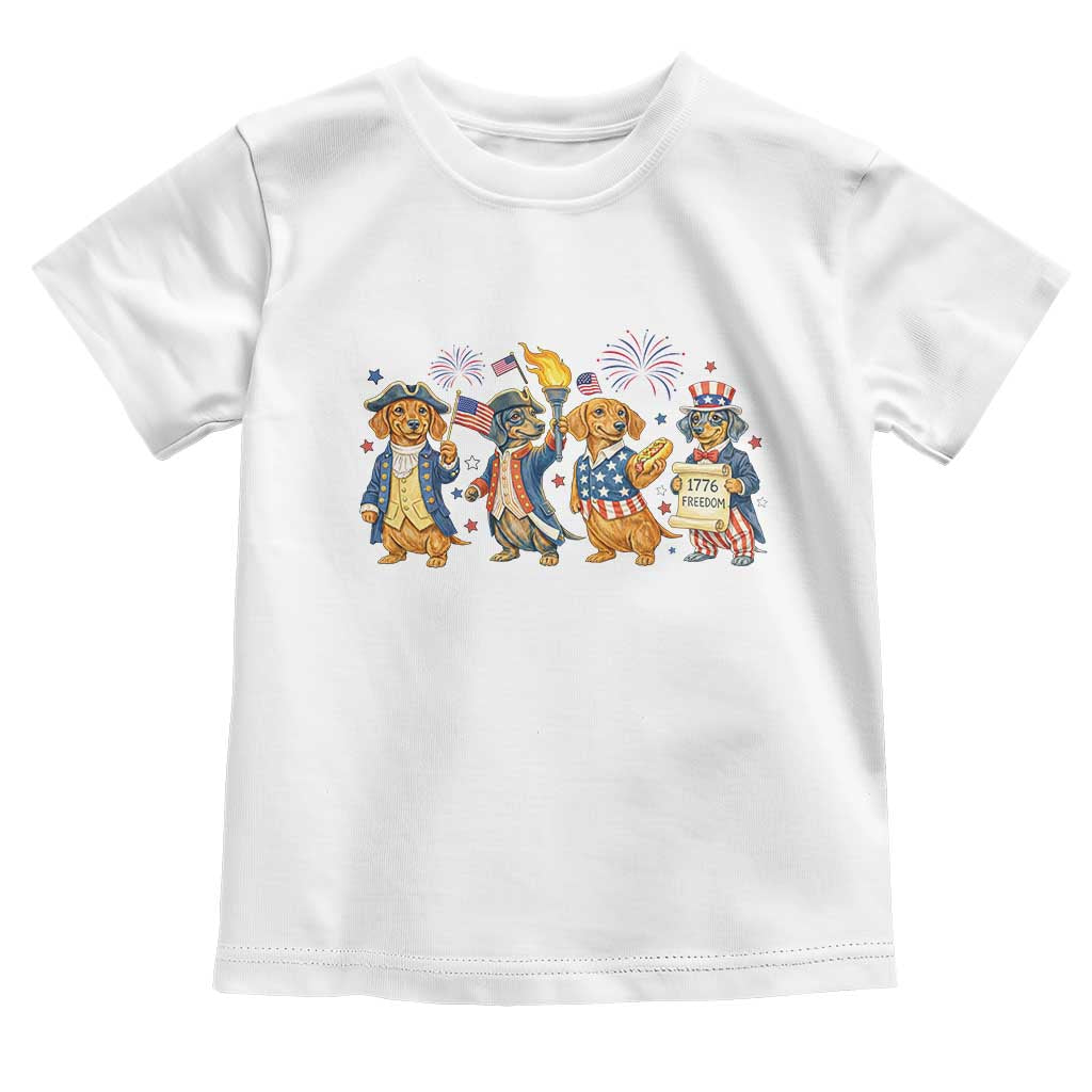 Patriotic Wiener Dog 250th Anniversary Toddler T Shirt Dachshund Lover Gift TS12 White Print Your Wear