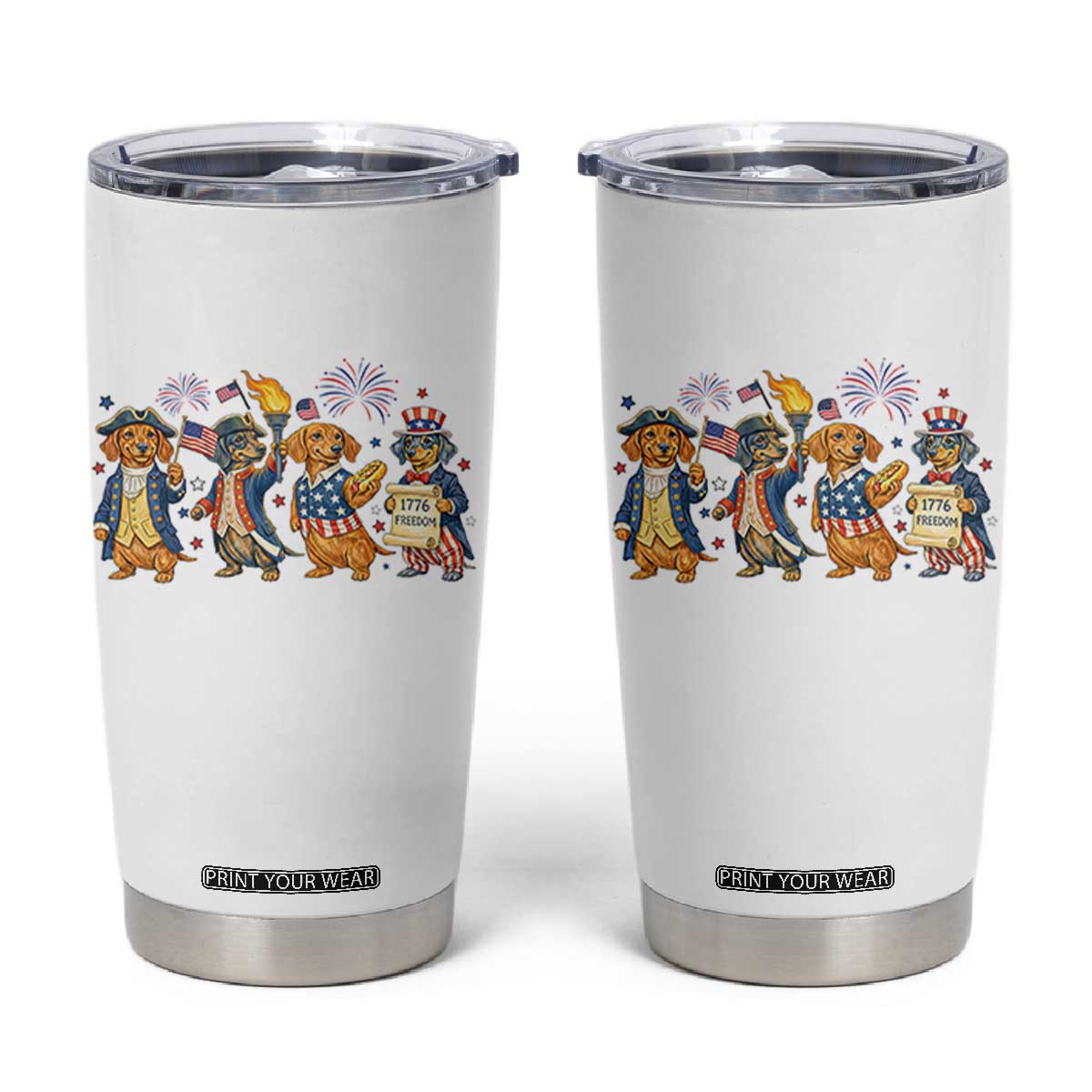 Patriotic Wiener Dog 250th Anniversary Tumbler Cup Dachshund Lover Gift TS12 White Print Your Wear