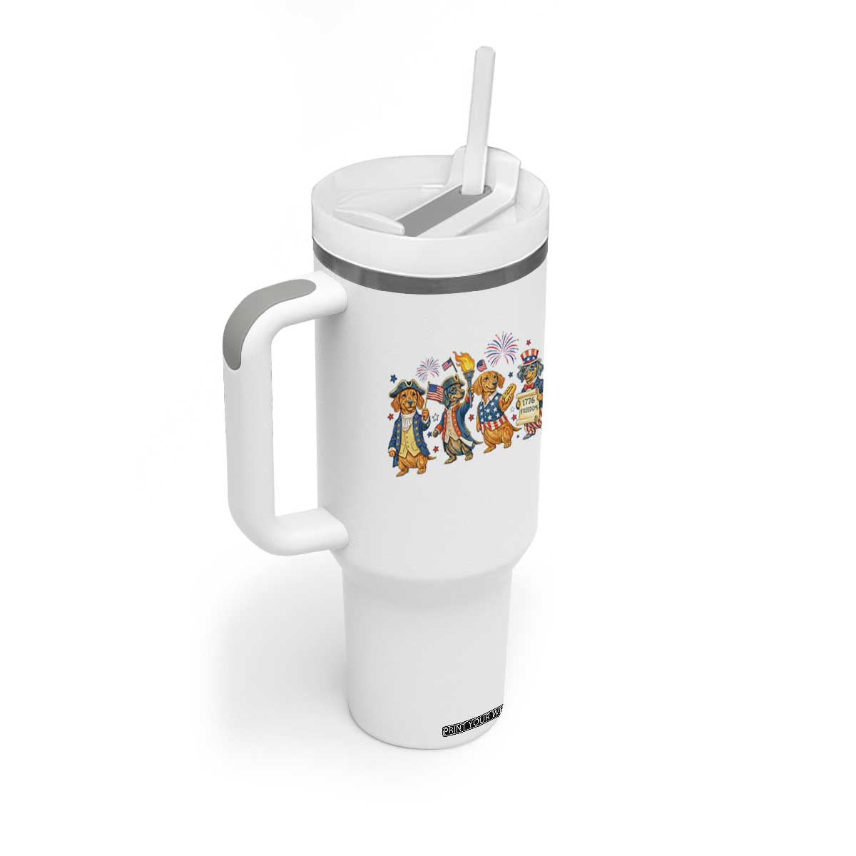 Patriotic Wiener Dog 250th Anniversary Tumbler With Handle Dachshund Lover Gift TS12 Print Your Wear