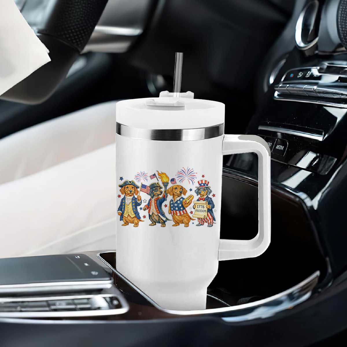 Patriotic Wiener Dog 250th Anniversary Tumbler With Handle Dachshund Lover Gift TS12 Print Your Wear