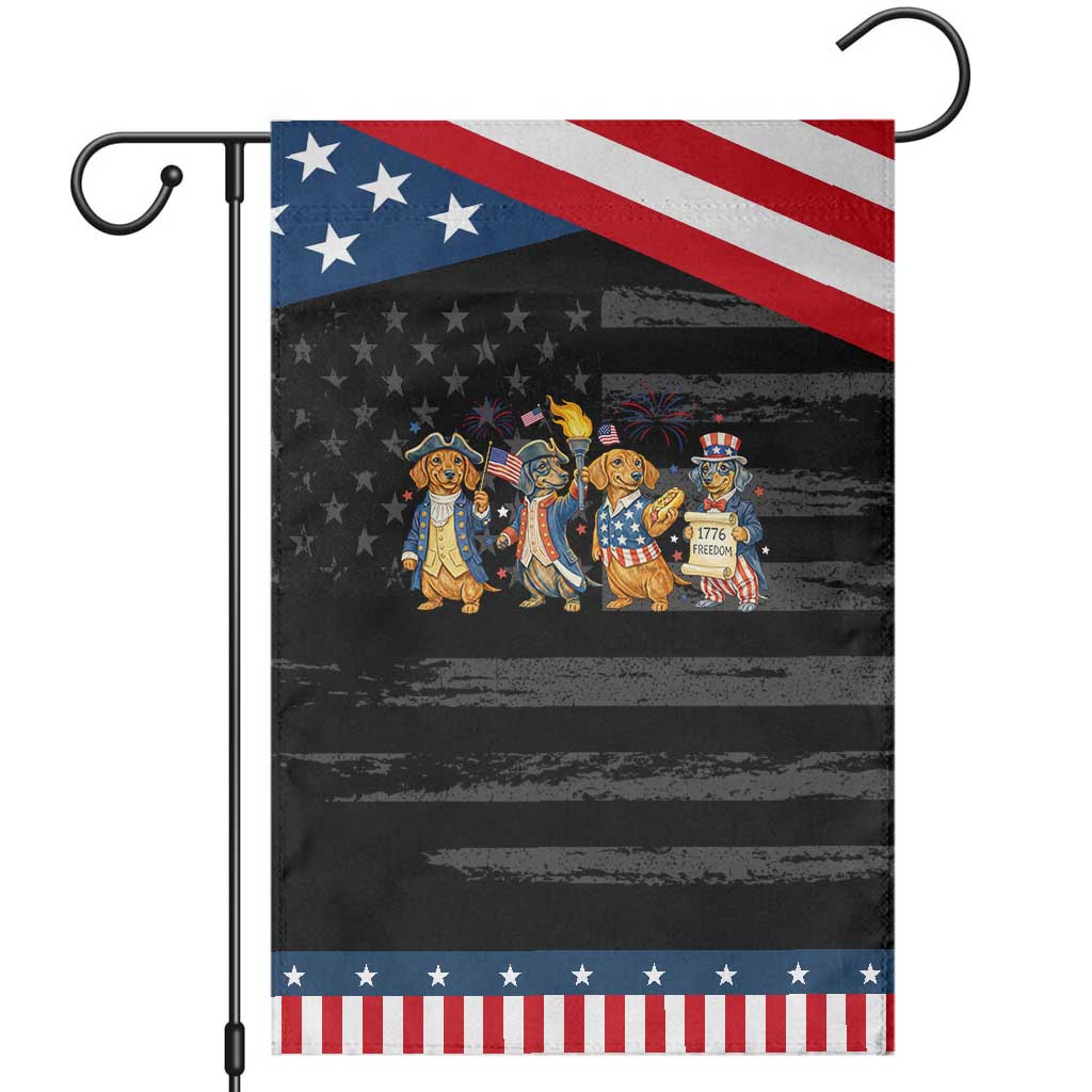 Patriotic Wiener Dog 250th Anniversary Garden Flag Dachshund Lover Gift TS12 Distressed Black Blue Print Your Wear