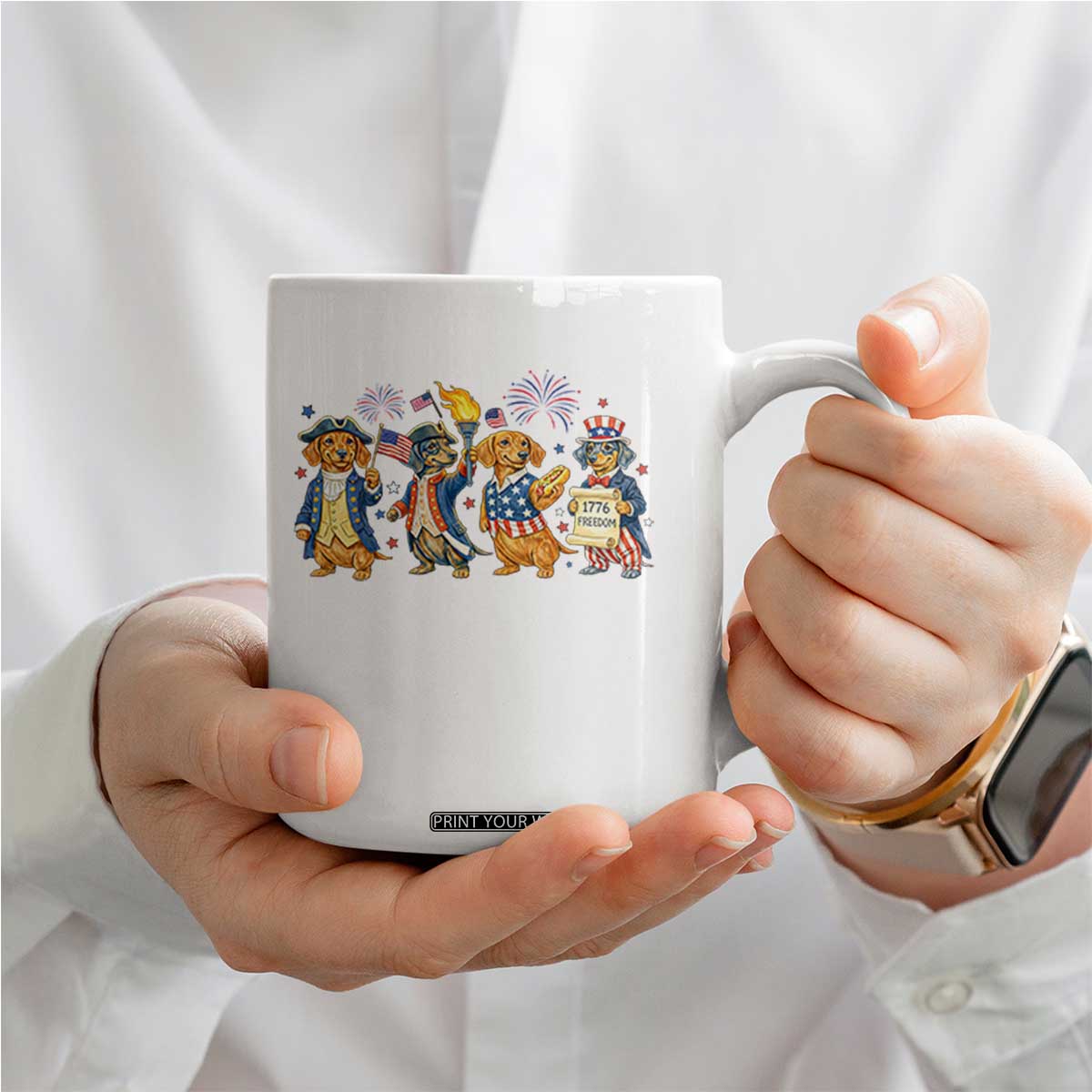 Patriotic Wiener Dog 250th Anniversary Coffee Mug Dachshund Lover Gift TS12 Print Your Wear