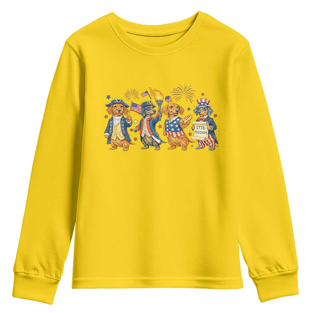 Patriotic Wiener Dog 250th Anniversary Youth Sweatshirt Dachshund Lover Gift TS12 Daisy Print Your Wear