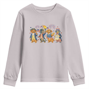 Patriotic Wiener Dog 250th Anniversary Youth Sweatshirt Dachshund Lover Gift TS12 Ice Gray Print Your Wear