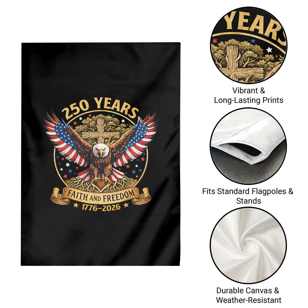 Faith And Freedom 250 Years Garden Flag Patriotic Eagle Cross Gift TS12 Print Your Wear