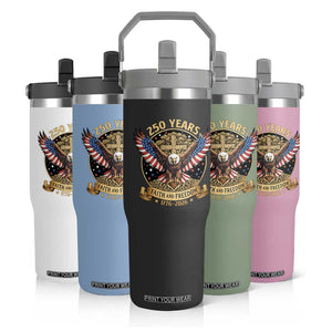 Faith And Freedom 250 Years Flip Straw Tumbler Patriotic Eagle Cross Gift TS12 Print Your Wear