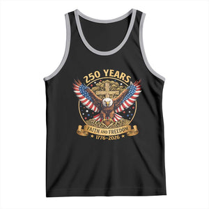 Faith And Freedom 250 Years Tank Top Patriotic Eagle Cross Gift TS12 Black Athletic Heather Print Your Wear