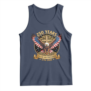 Faith And Freedom 250 Years Tank Top Patriotic Eagle Cross Gift TS12 Navy Print Your Wear