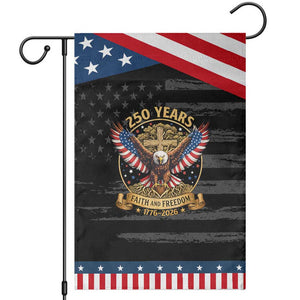 Faith And Freedom 250 Years Garden Flag Patriotic Eagle Cross Gift TS12 Distressed Black Blue Print Your Wear