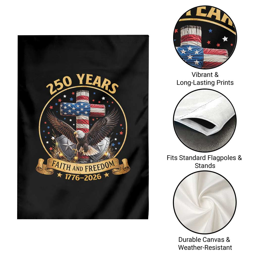 Christian Patriotic Eagle Cross Garden Flag 250 Years Faith And Freedom USA Gift TS12 Print Your Wear