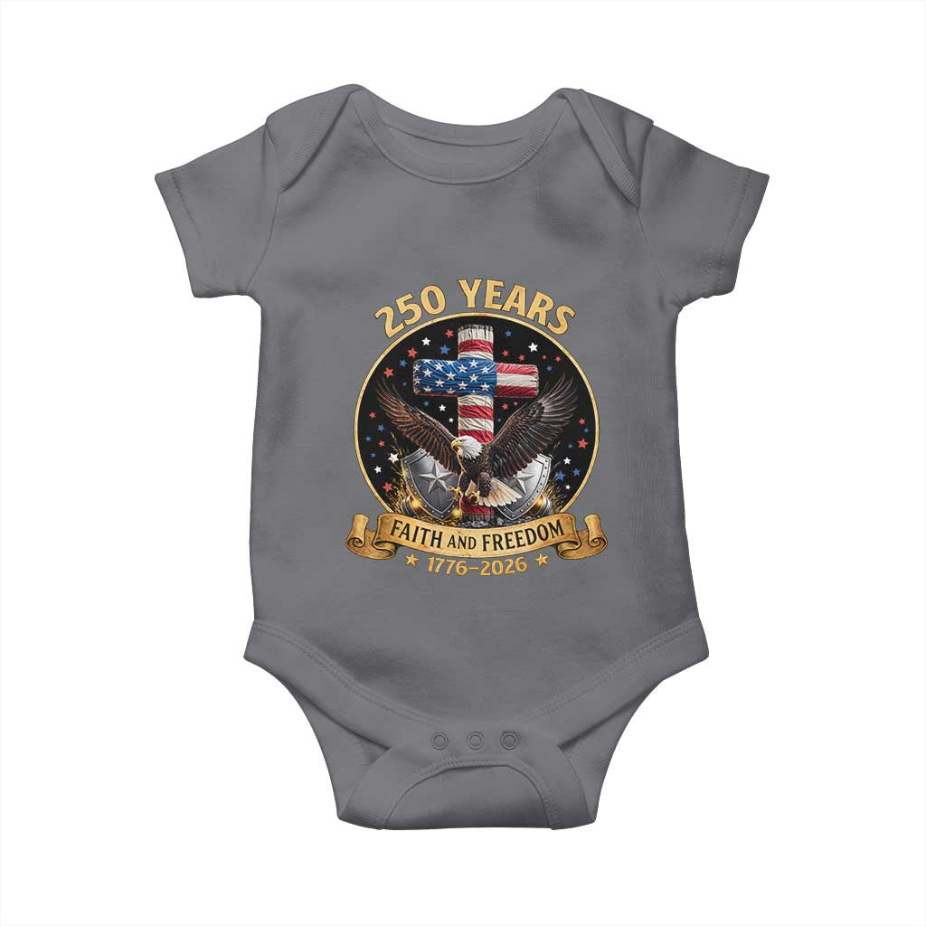 Christian Patriotic Eagle Cross Baby Onesie 250 Years Faith And Freedom USA Gift TS12 Charcoal Print Your Wear