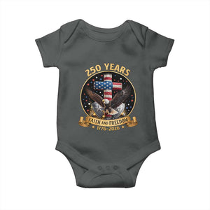 Christian Patriotic Eagle Cross Baby Onesie 250 Years Faith And Freedom USA Gift TS12 Dark Heather Print Your Wear