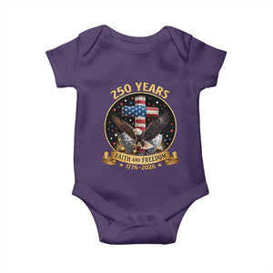Christian Patriotic Eagle Cross Baby Onesie 250 Years Faith And Freedom USA Gift TS12 Purple Print Your Wear