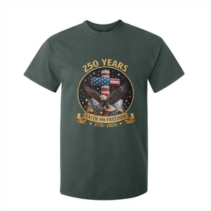 Christian Patriotic Eagle Cross T Shirt For Kid 250 Years Faith And Freedom USA Gift TS12 Dark Forest Green Print Your Wear