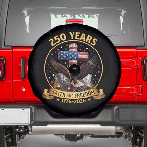 Christian Patriotic Eagle Cross Spare Tire Cover 250 Years Faith And Freedom USA Gift TS12 Black Print Your Wear
