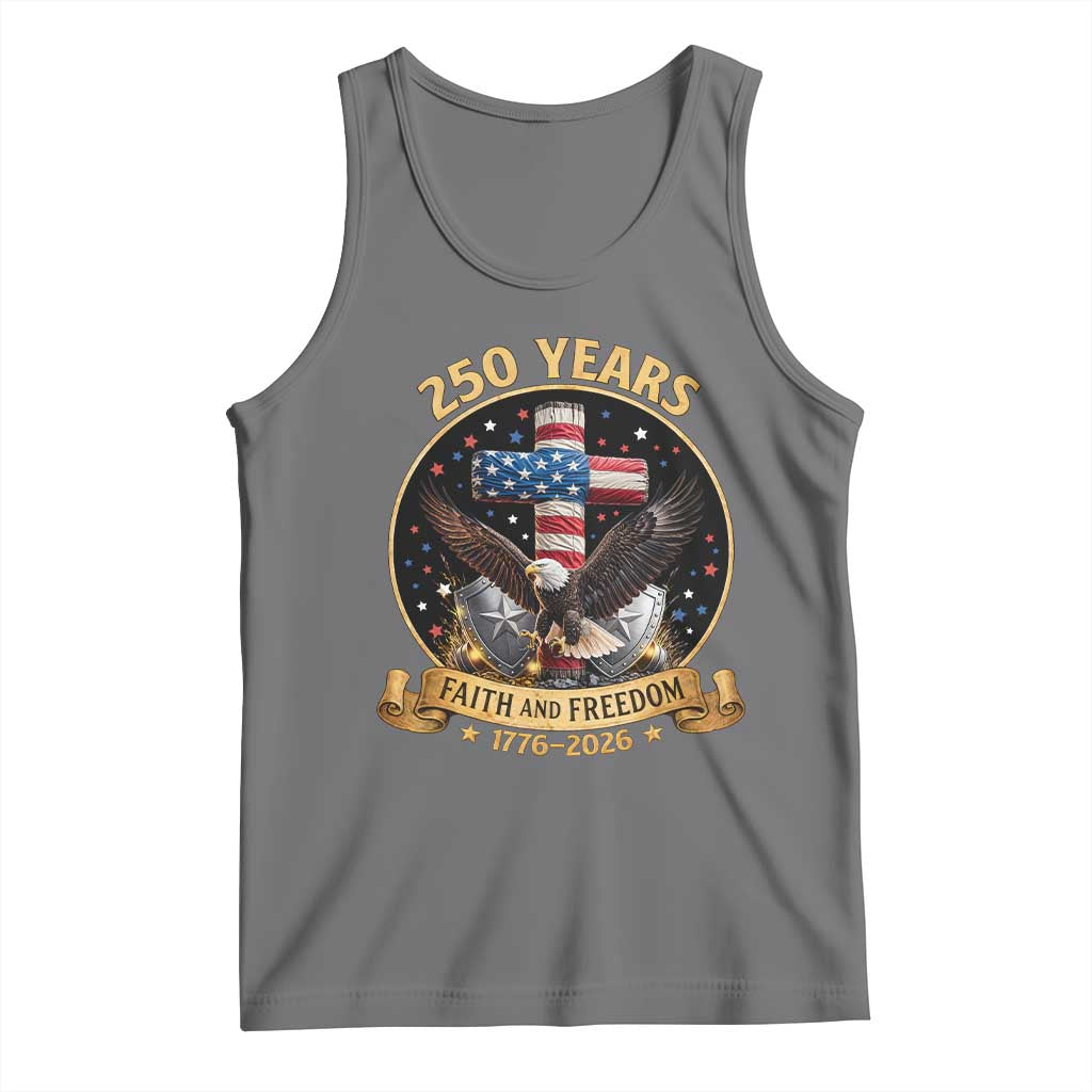 Christian Patriotic Eagle Cross Tank Top 250 Years Faith And Freedom USA Gift TS12 Black Heather Print Your Wear
