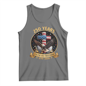 Christian Patriotic Eagle Cross Tank Top 250 Years Faith And Freedom USA Gift TS12 Black Heather Print Your Wear