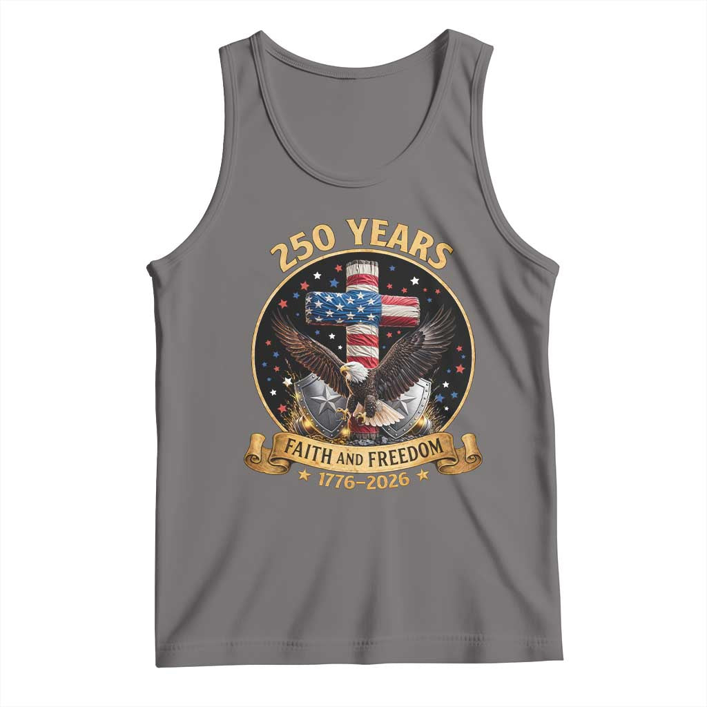 Christian Patriotic Eagle Cross Tank Top 250 Years Faith And Freedom USA Gift TS12 Deep Heather Print Your Wear