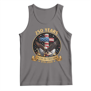 Christian Patriotic Eagle Cross Tank Top 250 Years Faith And Freedom USA Gift TS12 Deep Heather Print Your Wear