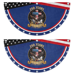 Christian American Eagle Cross Patriotic Fan Flag 250 Years Faith And Freedom USA Gift