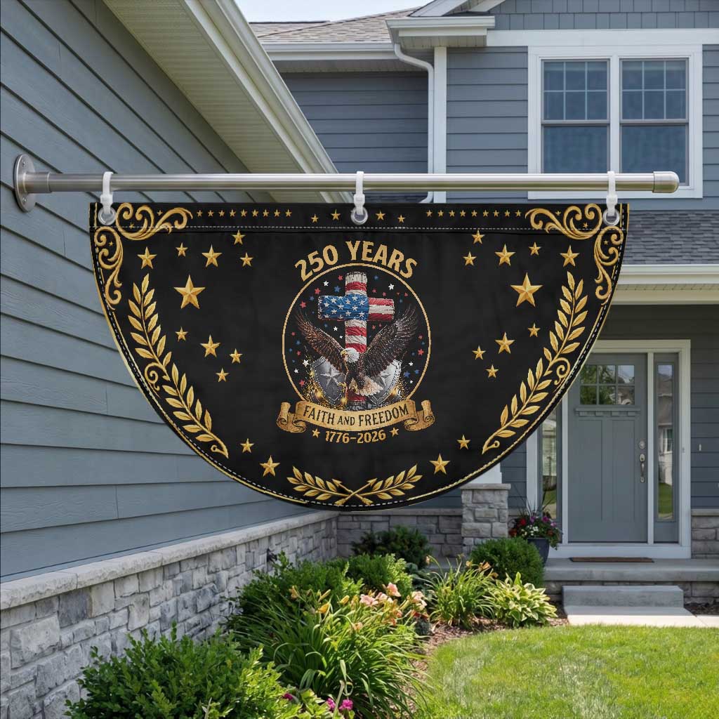 Christian American Eagle Cross Patriotic Fan Flag 250 Years Faith And Freedom USA Gift