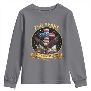 Christian Patriotic Eagle Cross Youth Sweatshirt 250 Years Faith And Freedom USA Gift TS12 Charcoal Print Your Wear