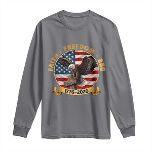 250 Years Faith And Freedom Long Sleeve Shirt Patriotic Eagle Cross American Pride Gift TS12 Charcoal Print Your Wear