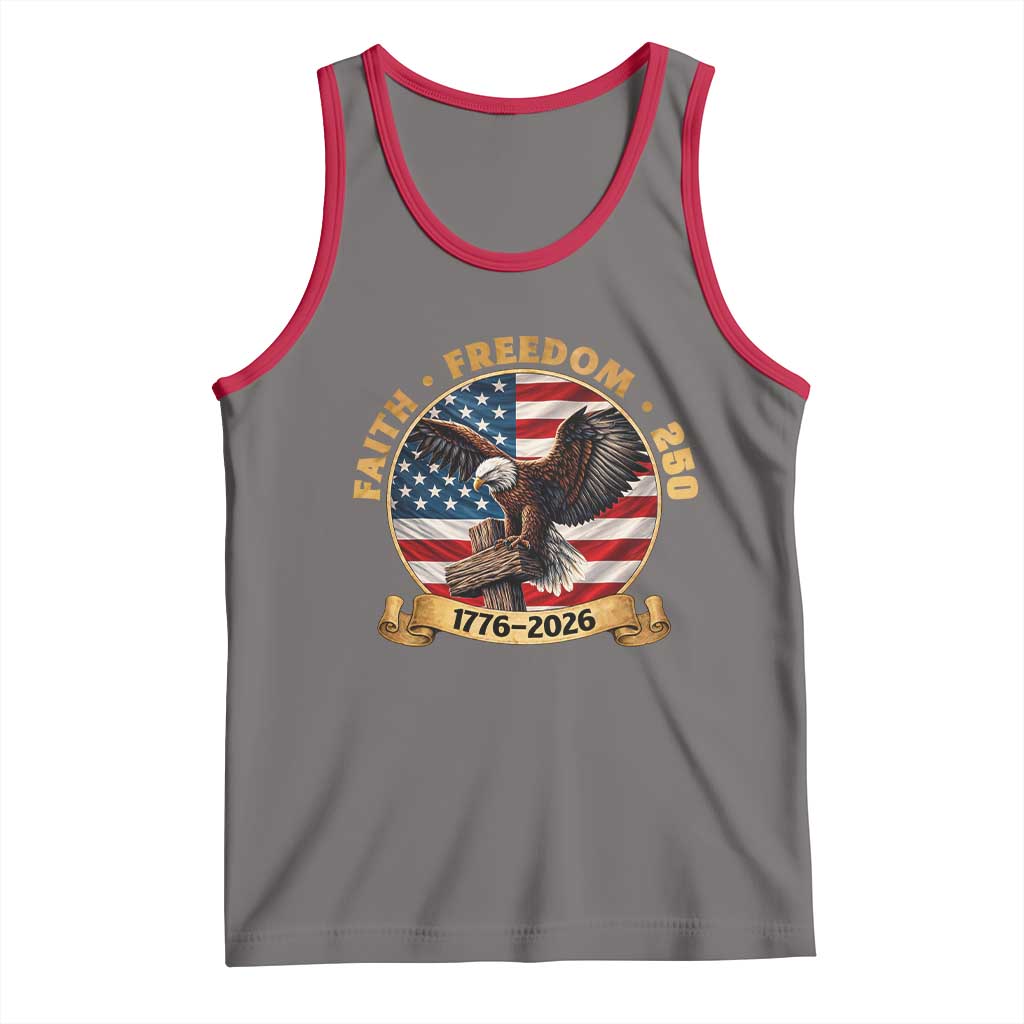 250 Years Faith And Freedom Tank Top Patriotic Eagle Cross American Pride Gift TS12 Deep Heather Red Print Your Wear
