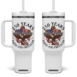 250 Years Faith And Freedom Tumbler With Handle Patriotic Christian Eagle TS12 One Size: 40 oz White Print Your Wear