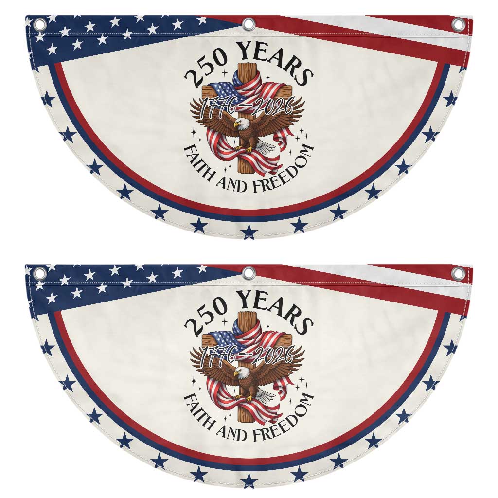250 Years Faith And Freedom Patriotic Fan Flag Christian Eagle Gift