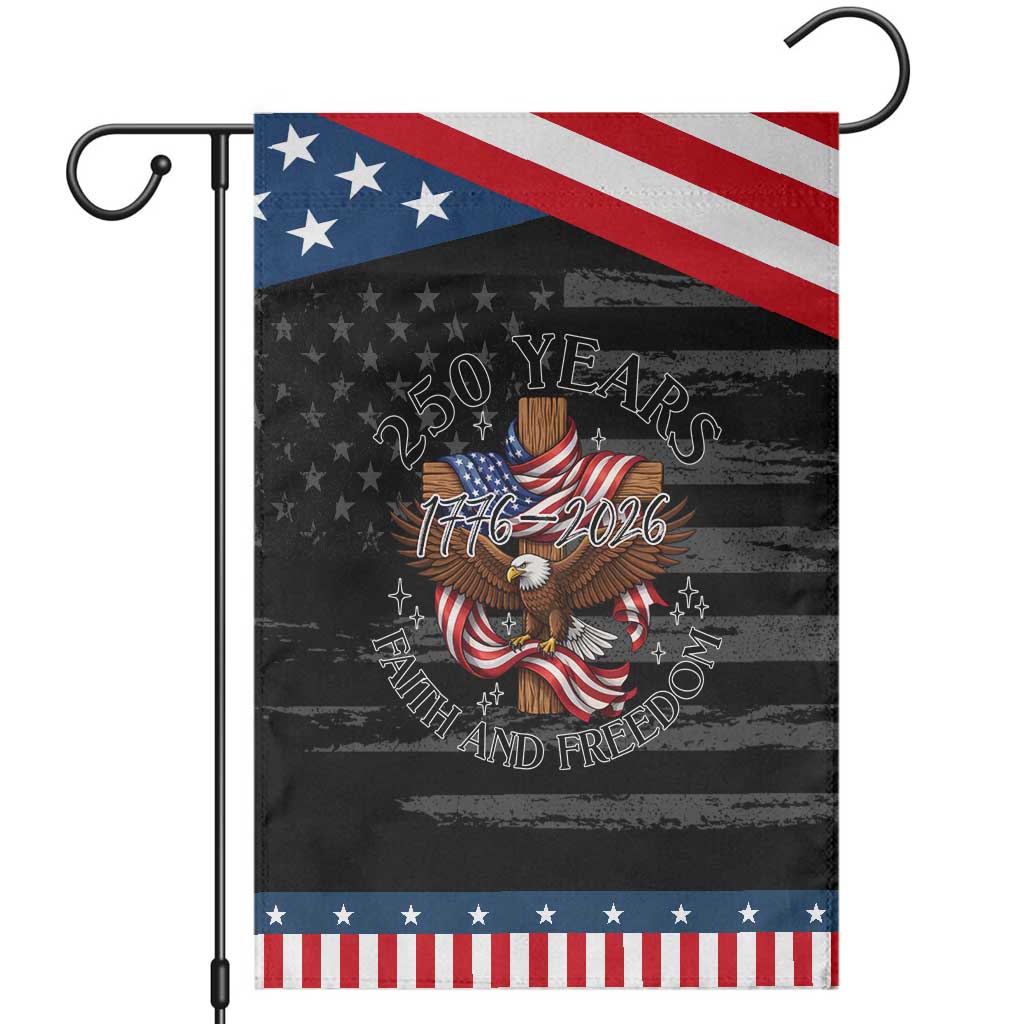 250 Years Faith And Freedom Garden Flag Patriotic Christian Eagle TS12 Distressed Black Blue Print Your Wear