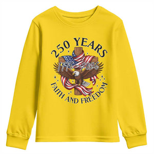 250 Years Faith And Freedom Youth Sweatshirt Patriotic Christian Eagle TS12 Daisy Print Your Wear