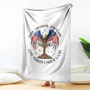 Patriotic Eagle Cross One Nation Under God Throw Blanket 250th Anniversary TS12 Print Your Wear