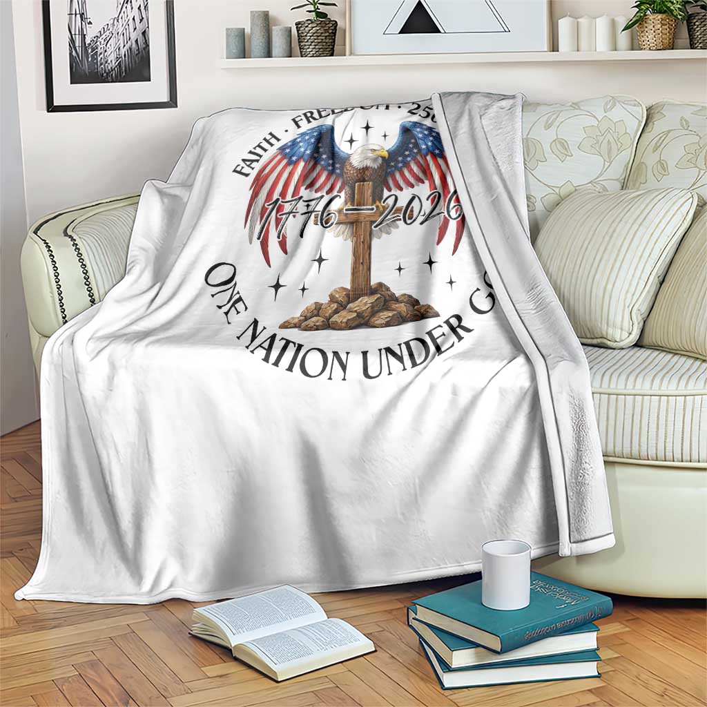 Patriotic Eagle Cross One Nation Under God Throw Blanket 250th Anniversary TS12 Print Your Wear