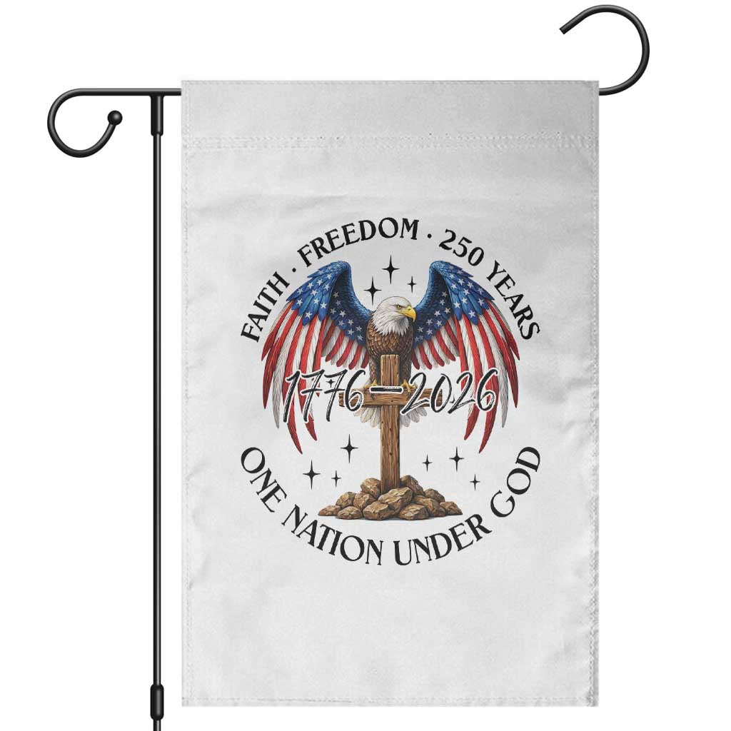 Patriotic Eagle Cross One Nation Under God Garden Flag 250th Anniversary TS12 White Print Your Wear