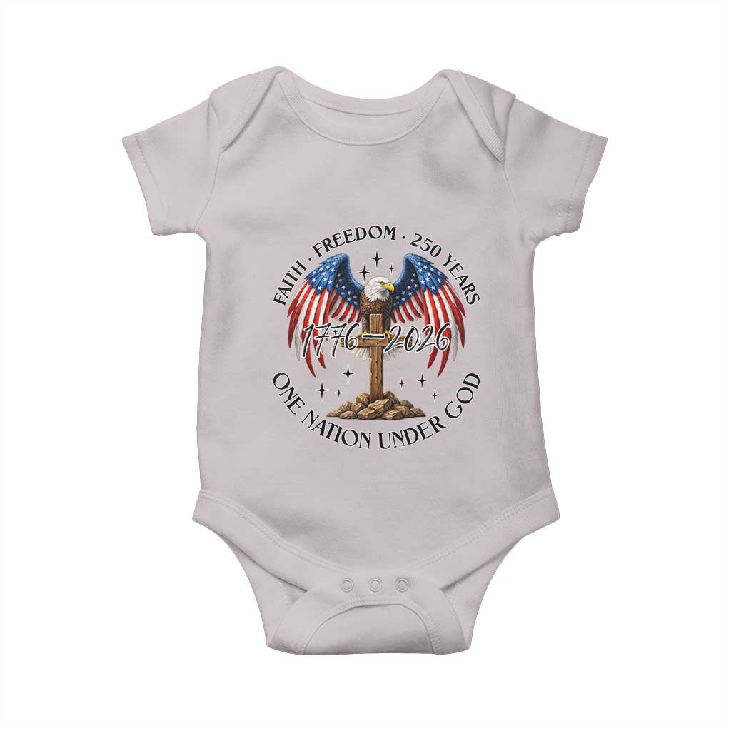 Patriotic Eagle Cross One Nation Under God Baby Onesie 250th Anniversary TS12 Ice Gray Print Your Wear