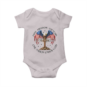 Patriotic Eagle Cross One Nation Under God Baby Onesie 250th Anniversary TS12 Ice Gray Print Your Wear