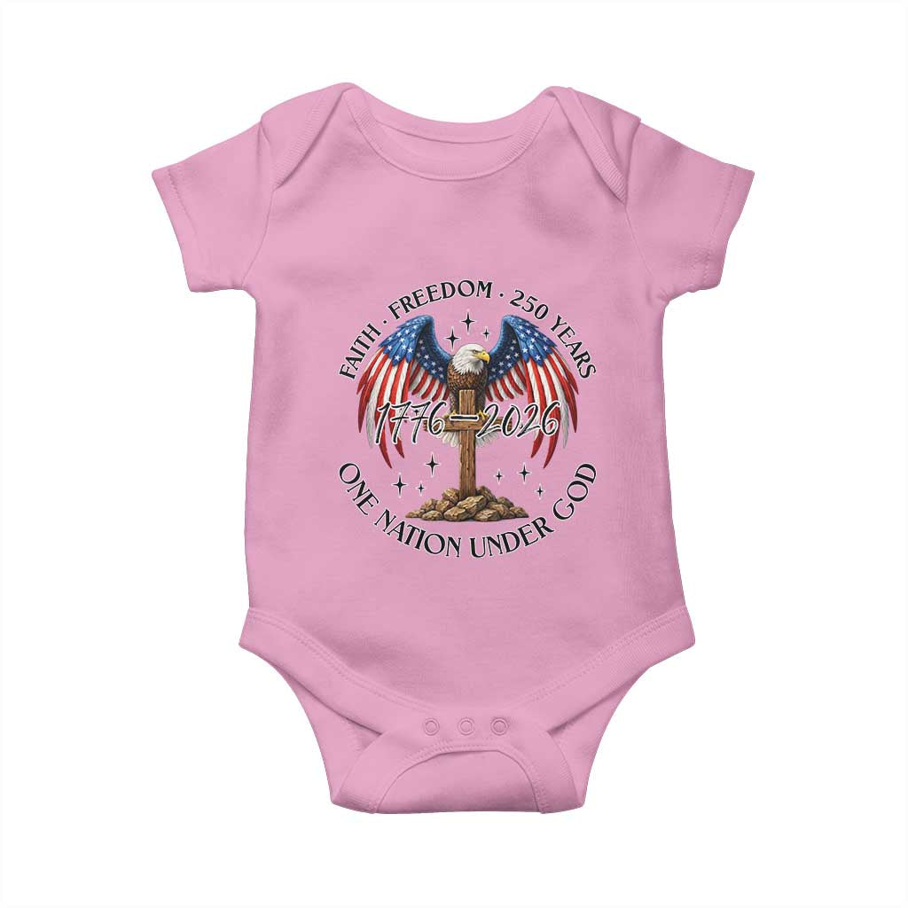 Patriotic Eagle Cross One Nation Under God Baby Onesie 250th Anniversary TS12 Light Pink Print Your Wear
