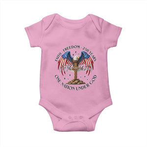 Patriotic Eagle Cross One Nation Under God Baby Onesie 250th Anniversary TS12 Light Pink Print Your Wear