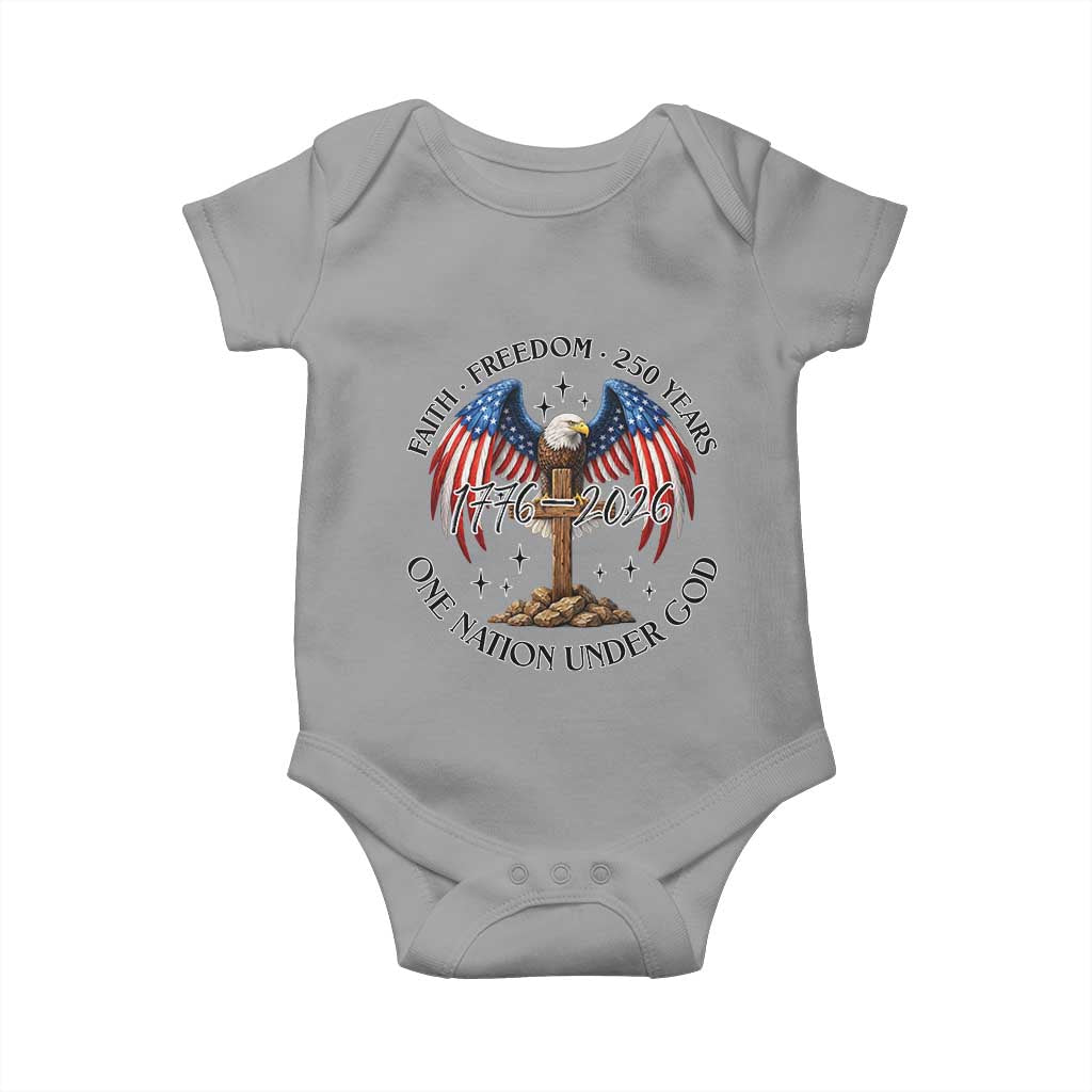Patriotic Eagle Cross One Nation Under God Baby Onesie 250th Anniversary TS12 Sport Gray Print Your Wear
