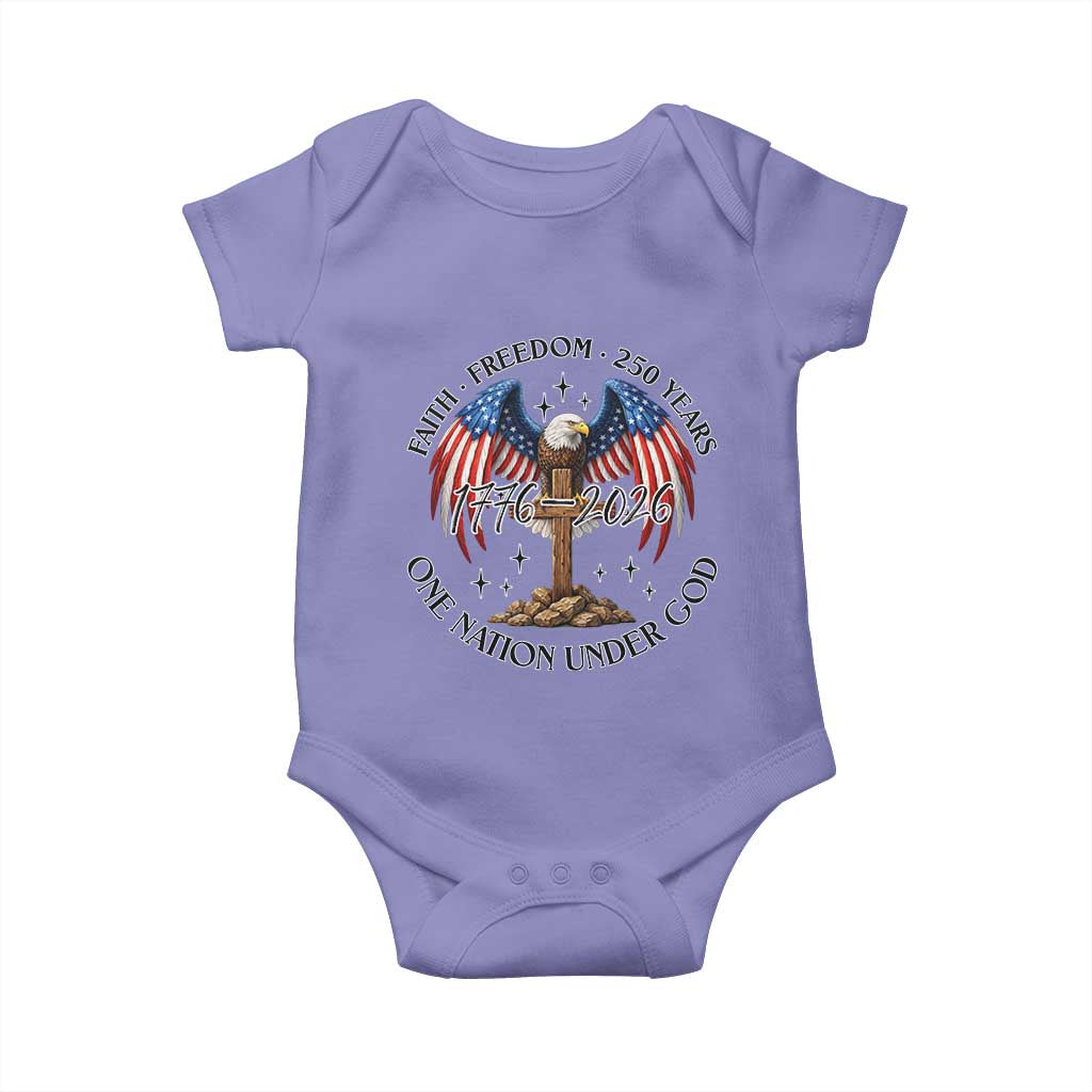Patriotic Eagle Cross One Nation Under God Baby Onesie 250th Anniversary TS12 Violet Print Your Wear
