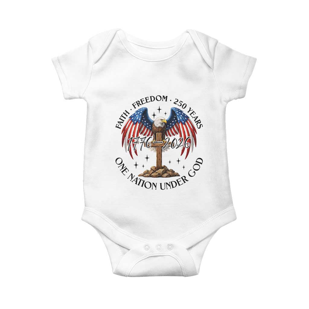 Patriotic Eagle Cross One Nation Under God Baby Onesie 250th Anniversary TS12 White Print Your Wear