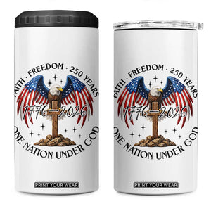 Patriotic Eagle Cross One Nation Under God 4 in 1 Can Cooler Tumbler 250th Anniversary TS12 One Size: 16 oz White Print Your Wear