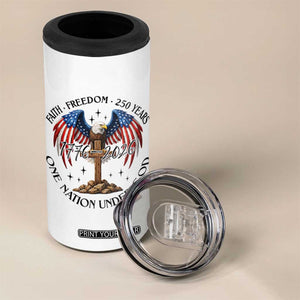 Patriotic Eagle Cross One Nation Under God 4 in 1 Can Cooler Tumbler 250th Anniversary TS12 Print Your Wear