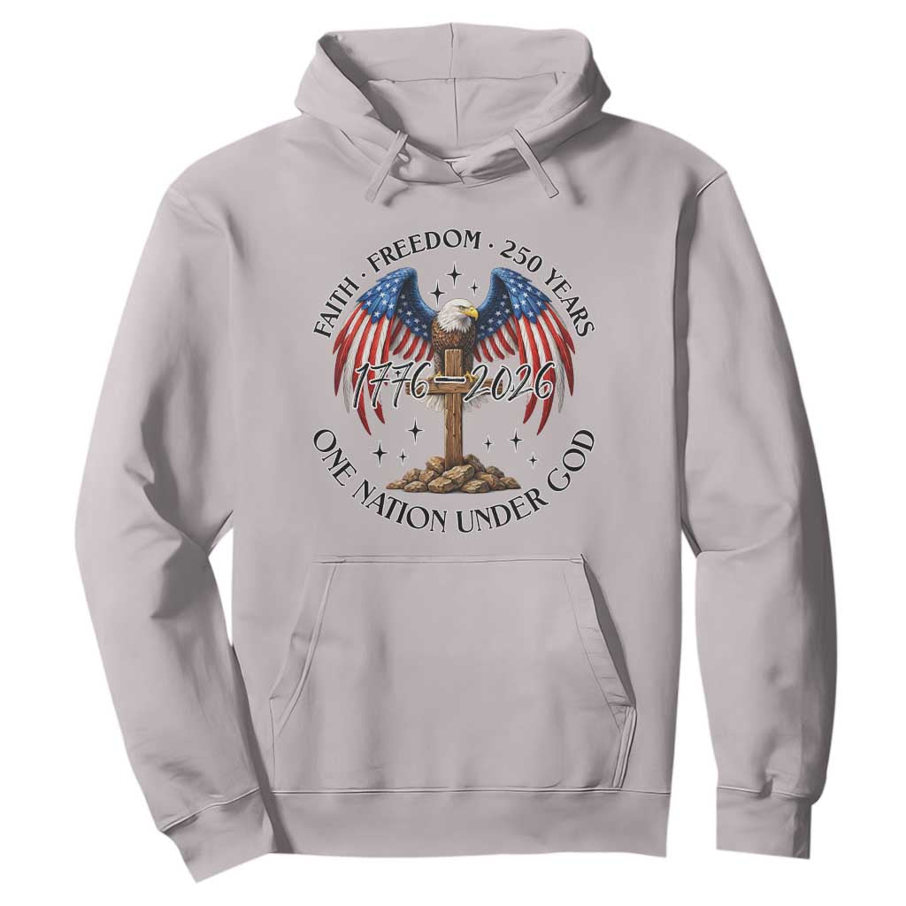 Patriotic Eagle Cross One Nation Under God Hoodie 250th Anniversary TS12 Ice Gray Print Your Wear
