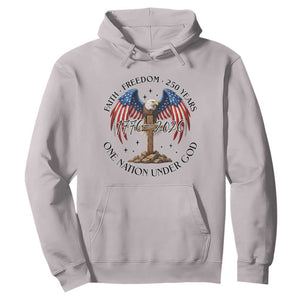 Patriotic Eagle Cross One Nation Under God Hoodie 250th Anniversary TS12 Ice Gray Print Your Wear