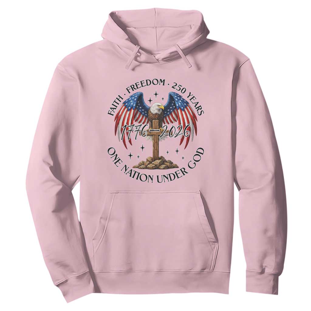 Patriotic Eagle Cross One Nation Under God Hoodie 250th Anniversary TS12 Light Pink Print Your Wear