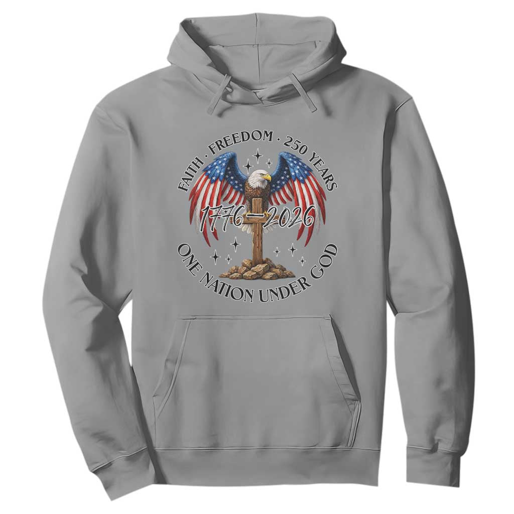 Patriotic Eagle Cross One Nation Under God Hoodie 250th Anniversary TS12 Sport Gray Print Your Wear